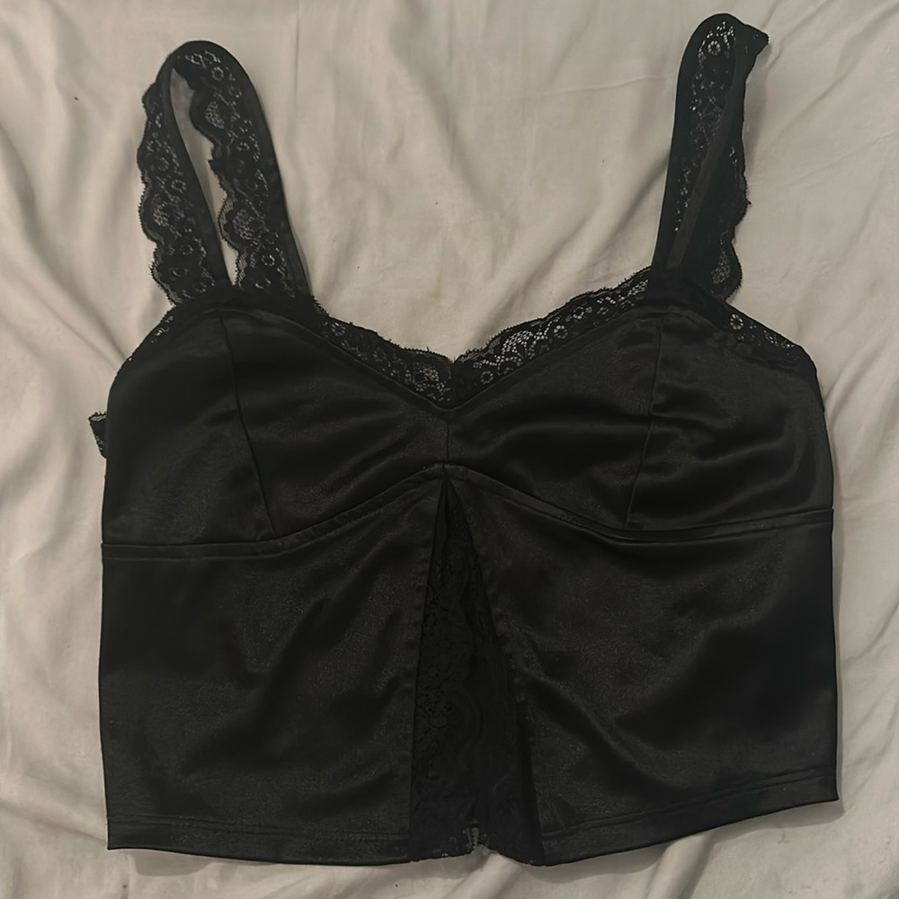 black satin top